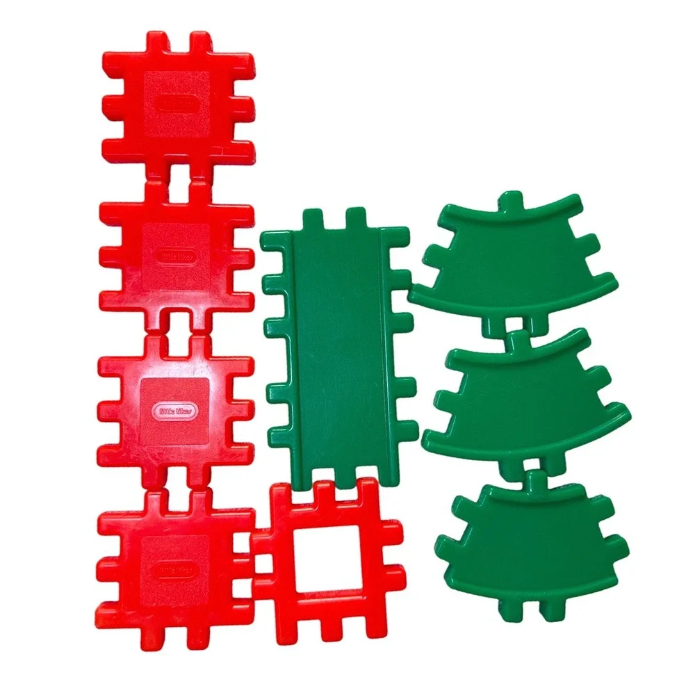 Little Tikes Vtg Waffle‎ Blocks Red Green Road Mixed Lot 9 Pcs Replacement Parts